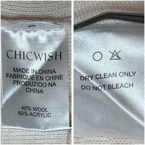 ChicWish Soft Blush Pink Wool Blend Drape Open Cardigan Sweater One Size $90 - Picture 8 of 9